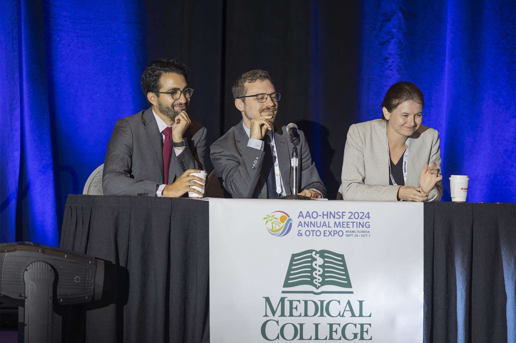 Drs. Beydoun, Koss, and Berezovsky participate in the 2024 AAO-HNSF 17th Annual Academic Bowl.