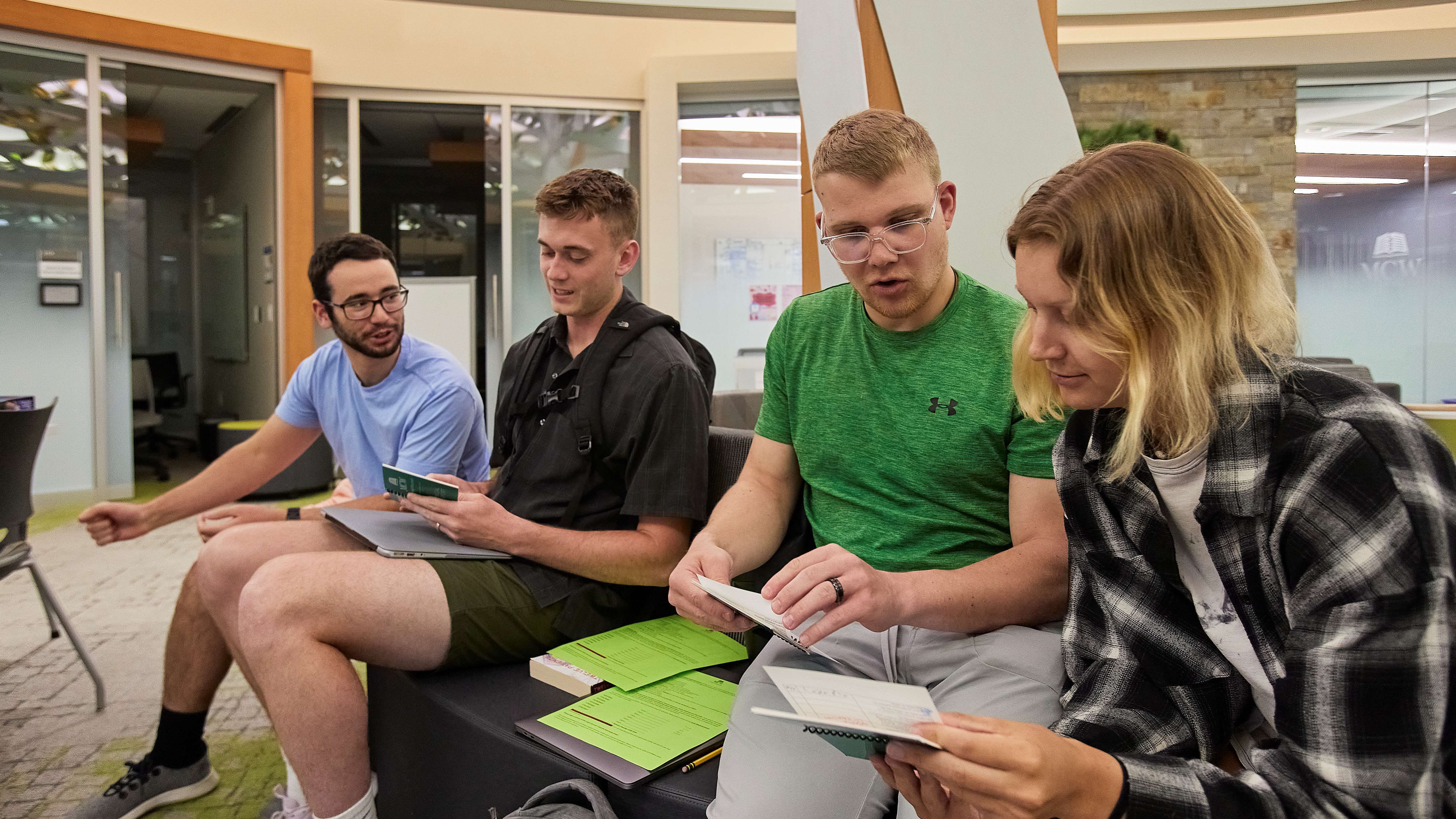 Students studying on campus