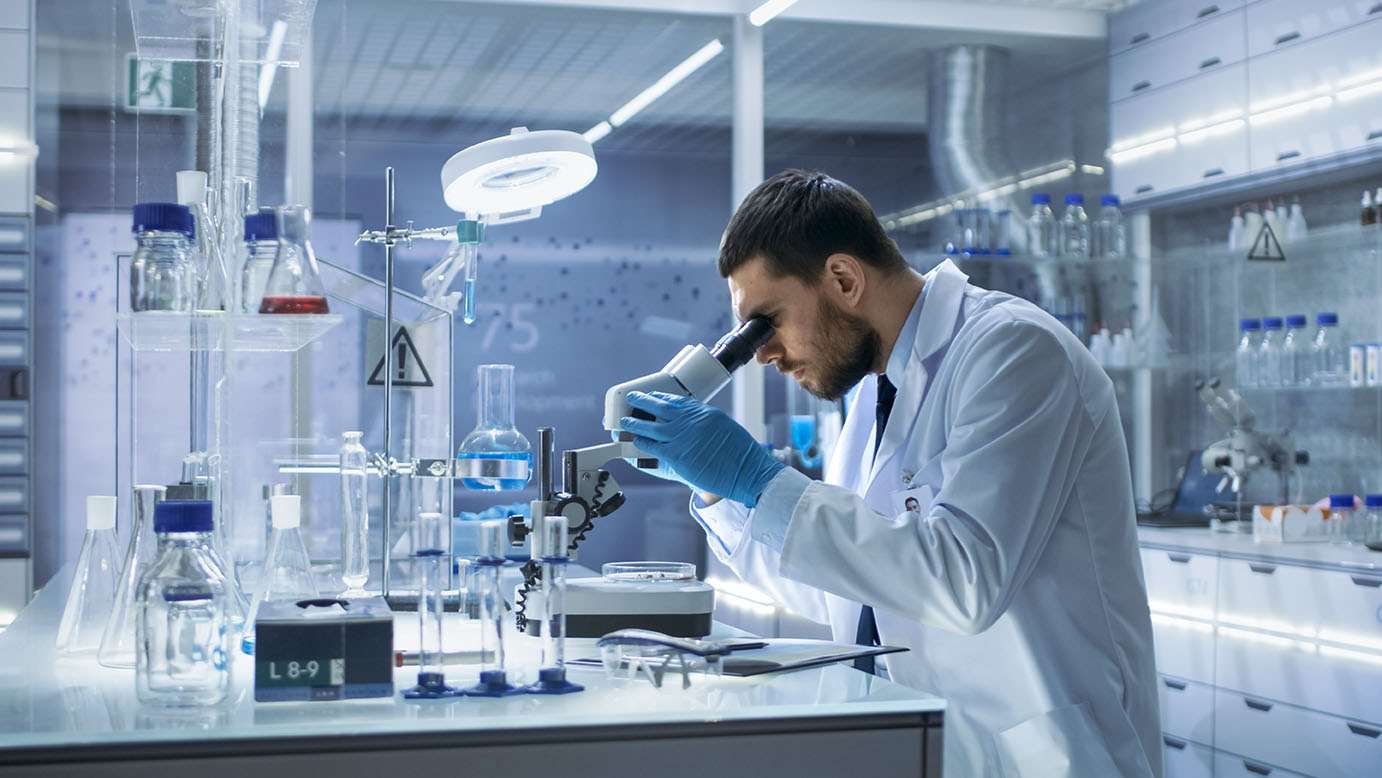 Male researcher in lab