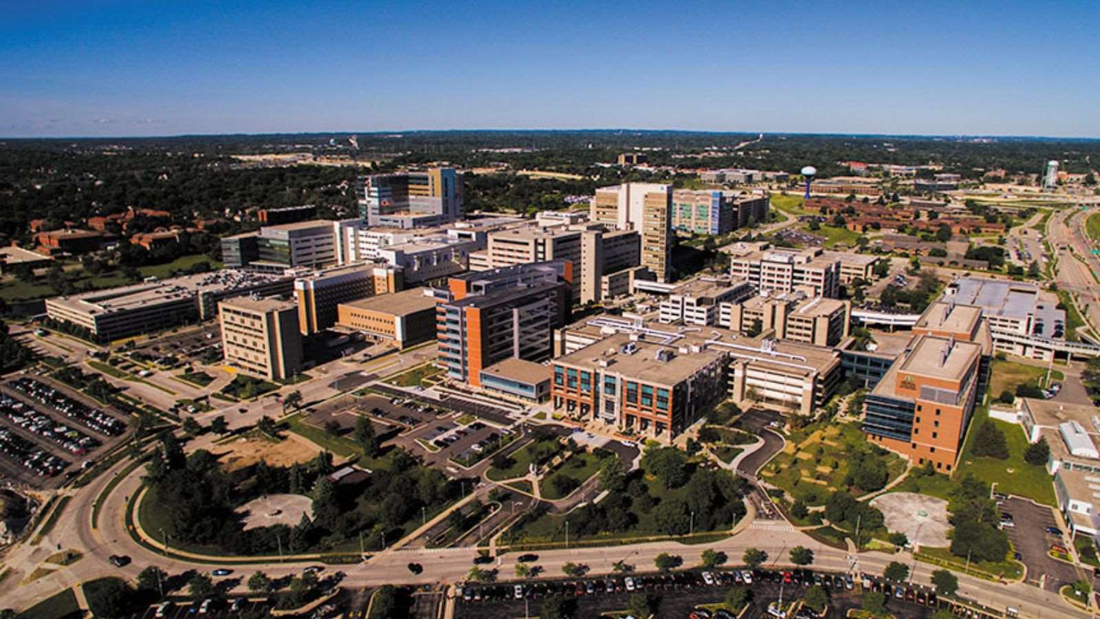 Drone photo showing buildings that make up the the Milwaukee Regional Medical Center