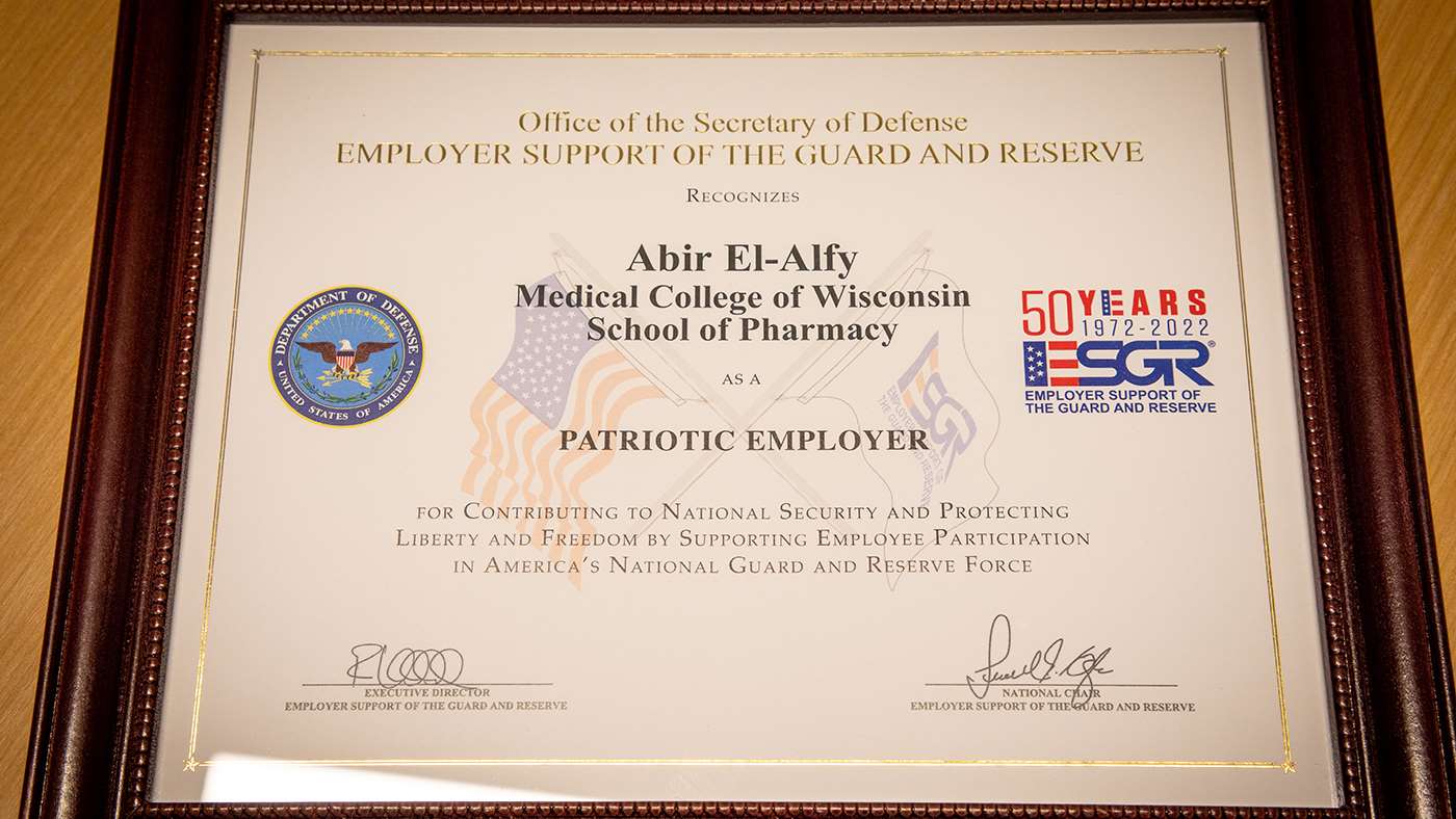 Patriot Award certificate