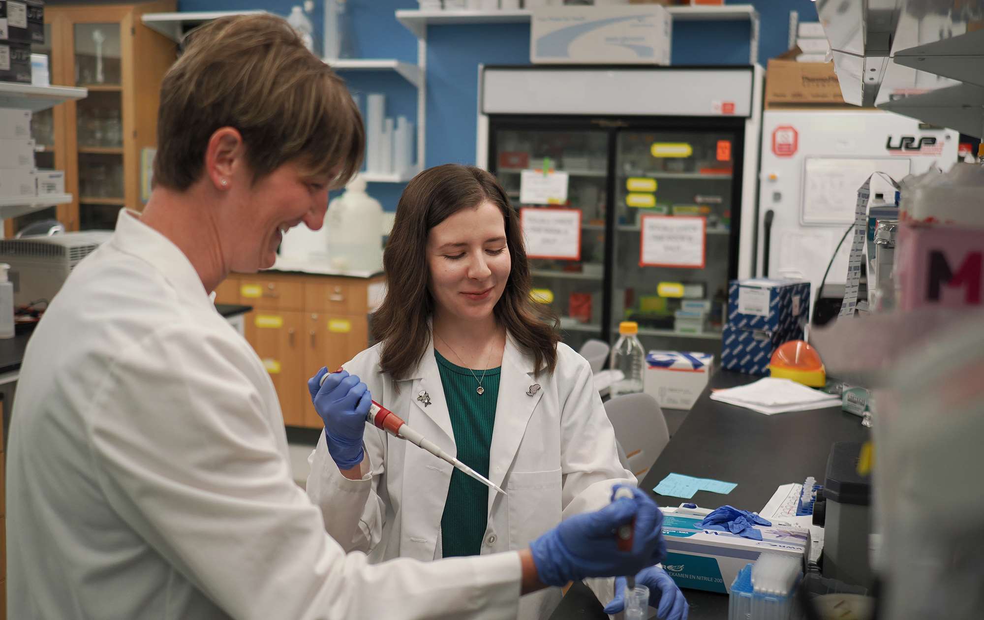 Dr. Allison Ebert works with MCW graduate student Reilly Allison