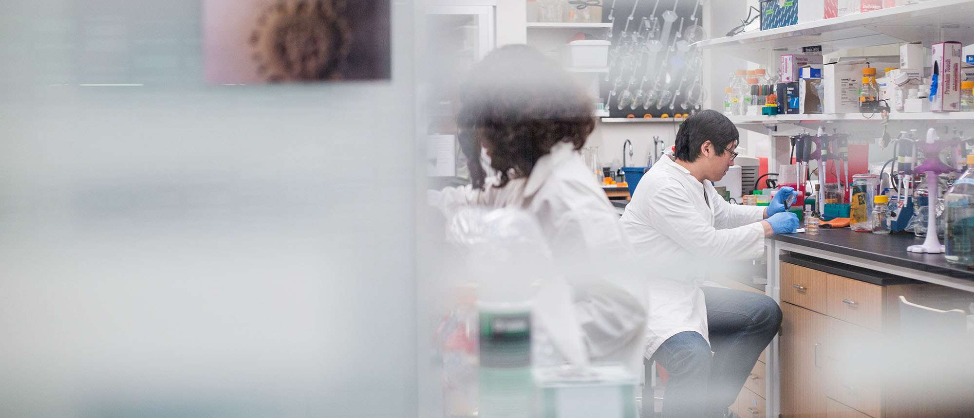 Two people working in a research lab