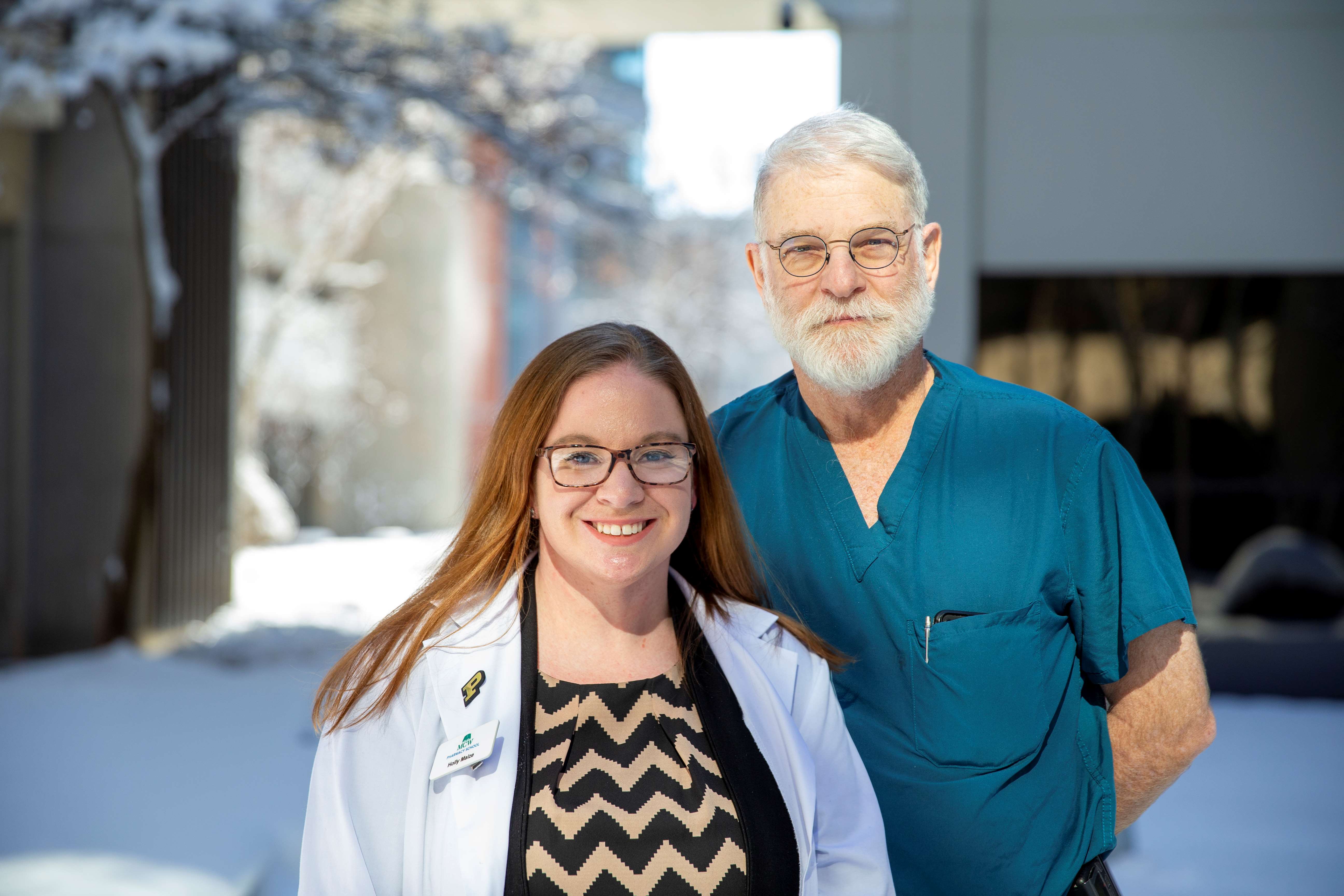 Holly Maize, second year MCW pharmacy student with Dr. Bruce A. Kaufman, MCW pediatric neurosurgeon