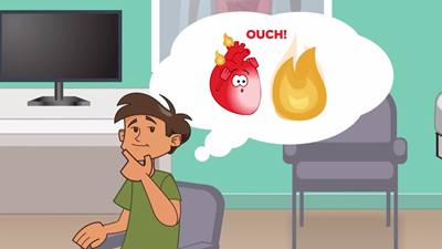 Cartoon depiction of stomach burn