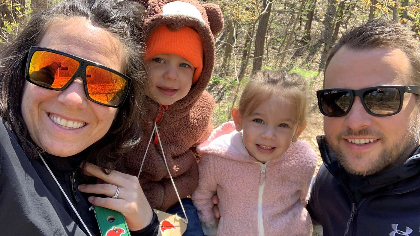 Breast cancer survivor Lauren Lanza with her family