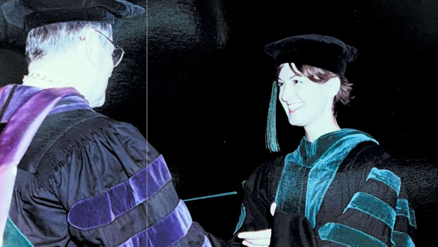 Woman receiving a diploma