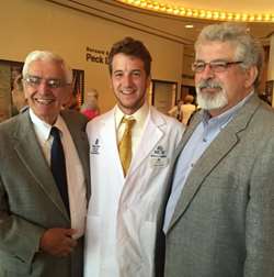 A. John Capelli, MD '78, with his brother, Paul A. Capelli, MD '56, and son Peter A.J. Capelli, MD '20