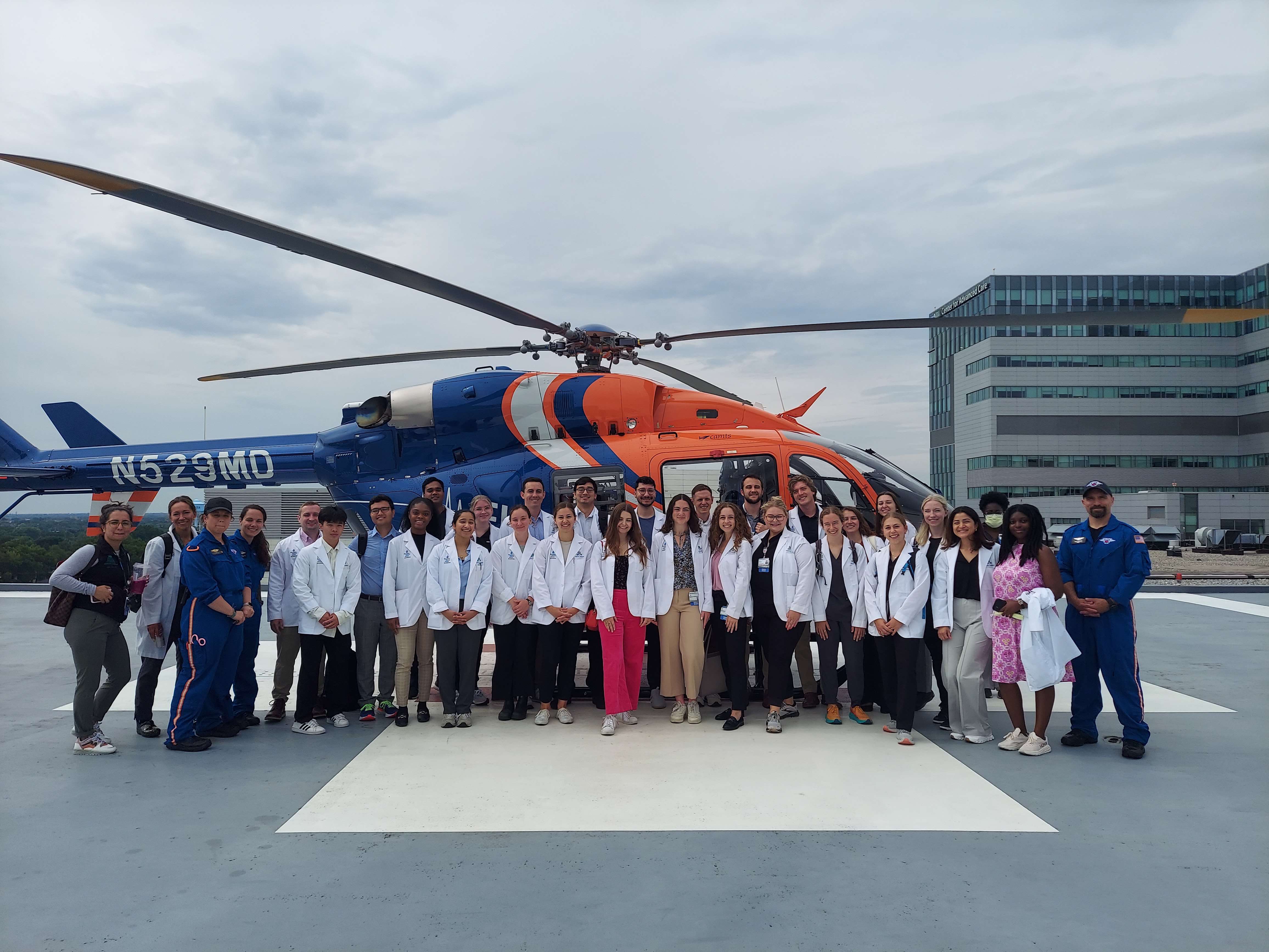 SIPI Students with Flight for Life Crew and helicopter
