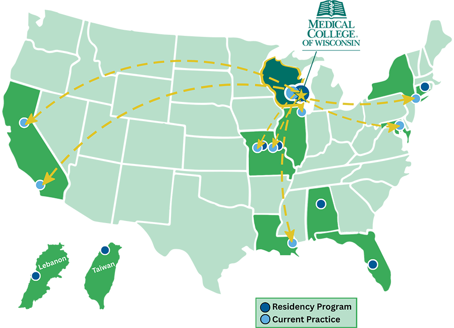 Pediatric Dermatology Fellowship Graduate Distribution Map