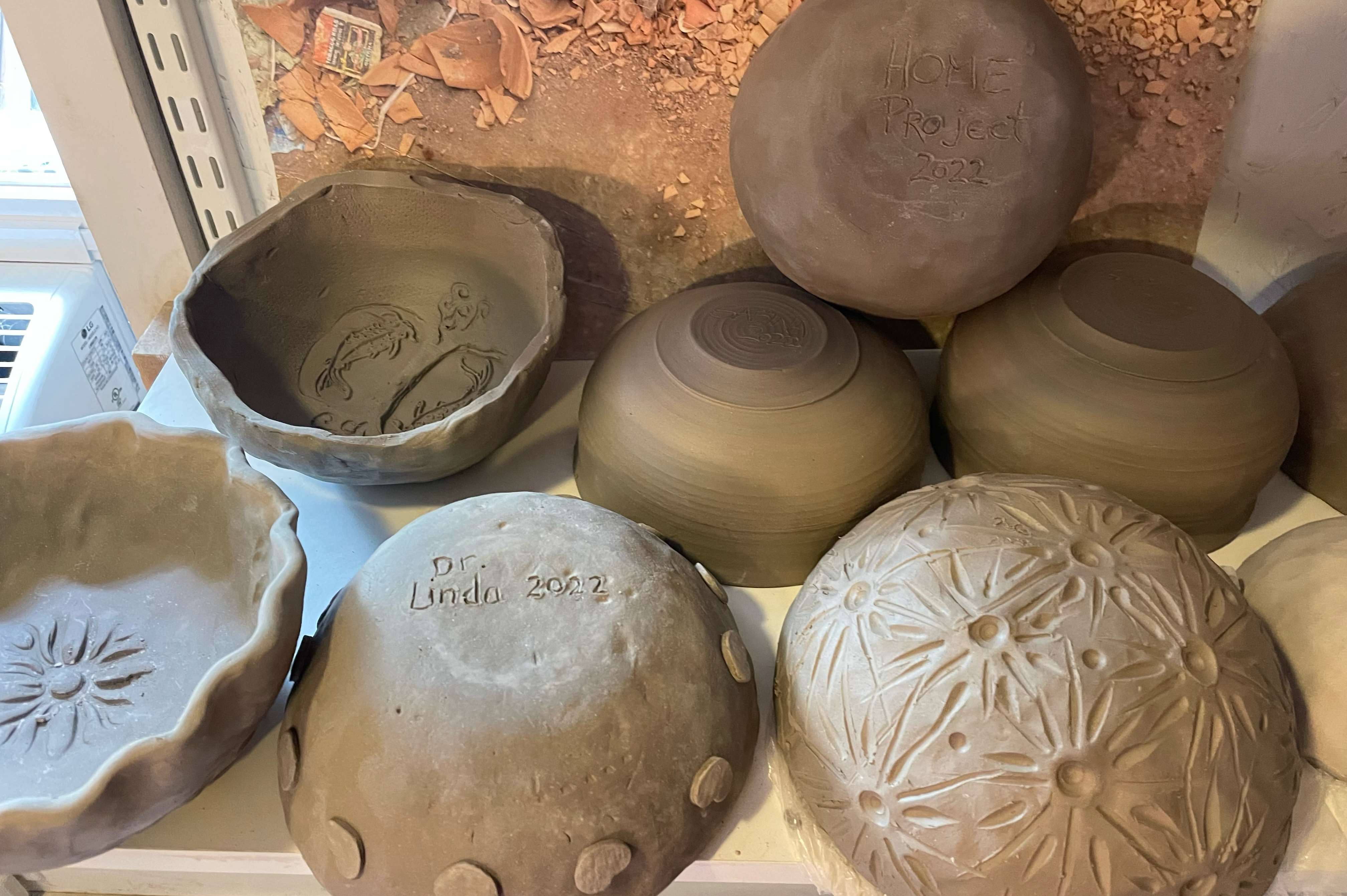 Bowls in progress for the Empty Bowls 2022 event