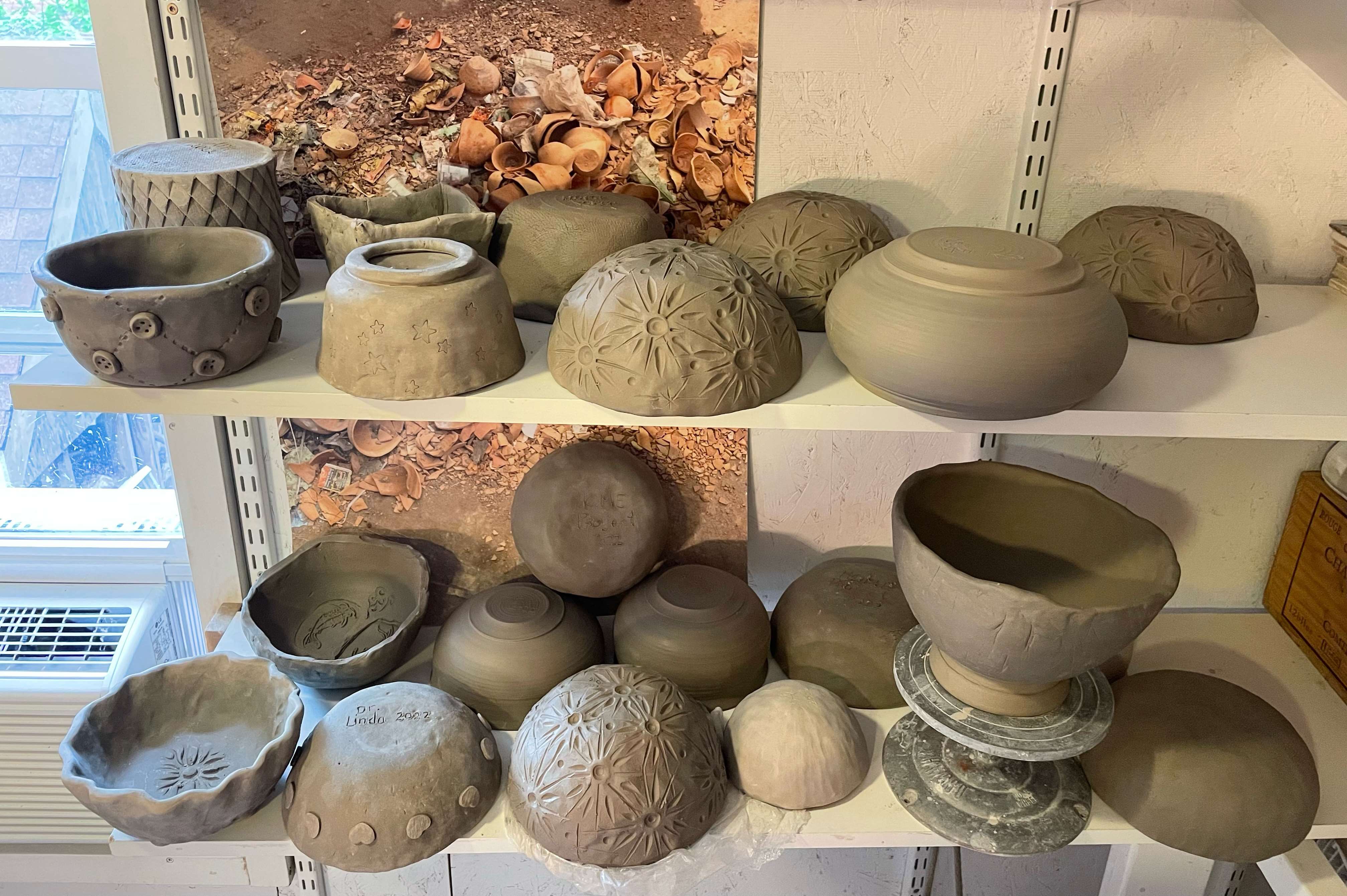 A variety of bowls being prepared for the Empty Bowls 2022 event