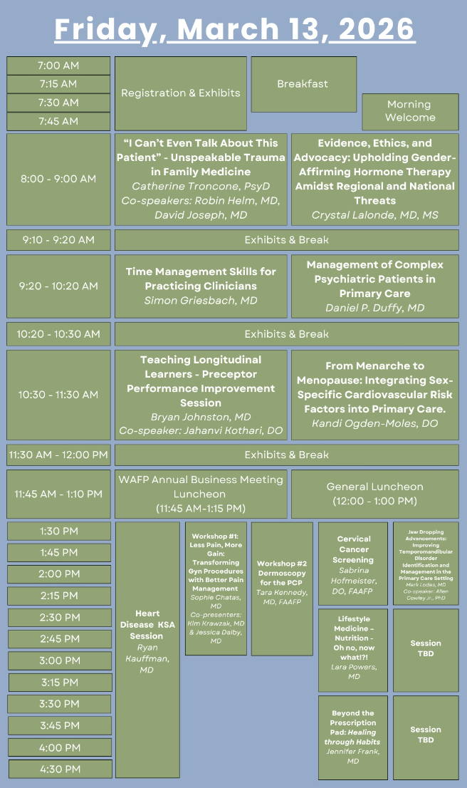 Winter Refresh Course 2026 Friday Schedule