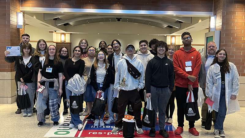 Students attending a tour of the MCW Mellowes Center