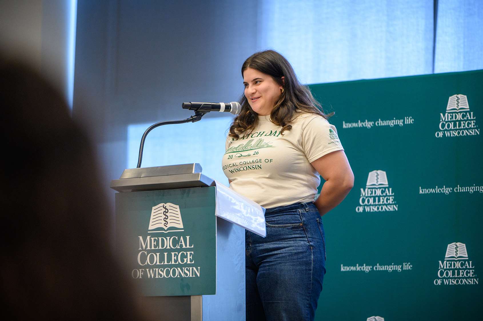 Rachel Knoebl speaking about her medical school journey