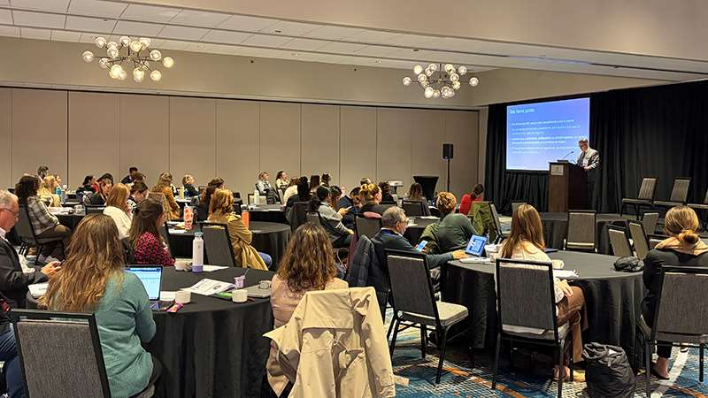 Presenter and attendees at a conference