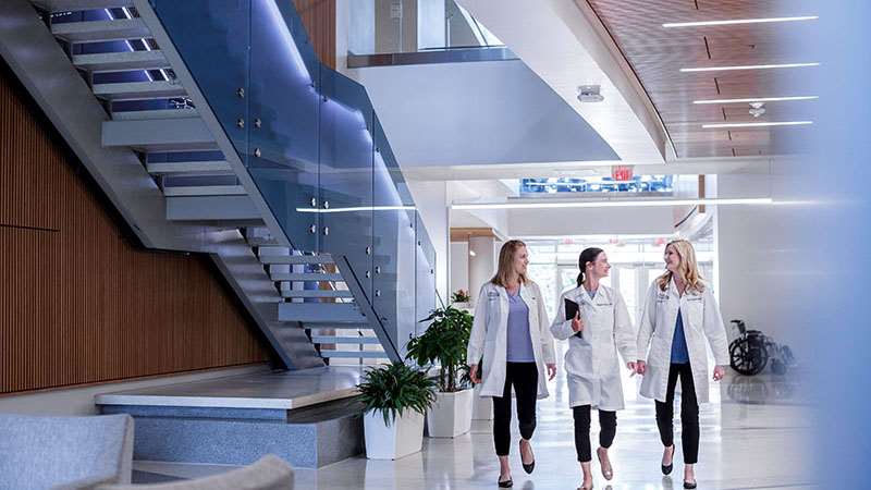Healthcare providers walking