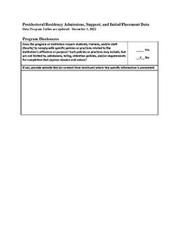 Clinical Neuropsychology Postdoctoral Residency Admissions Support Initial Placement Data Page 1