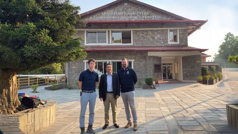 Global Neurosurgery in Nepal MCW Faculty in front of Dhulikhel Hospital in Nepal