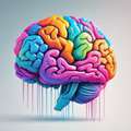 Brightly colored AI-generated rendering of brain
