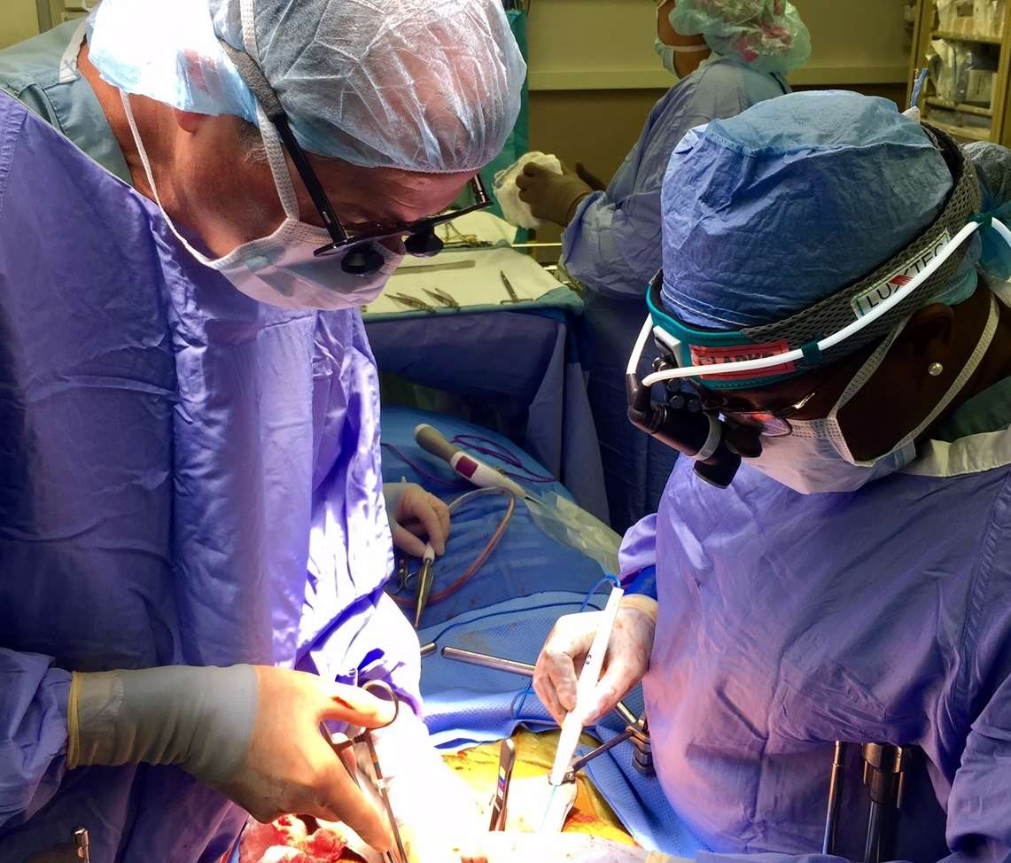 Drs. Evans and Clarke in the OR.