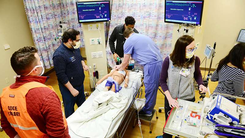 A simulated pediatric care situation