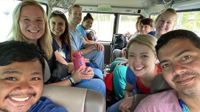 Med-Peds Global Health residents on bus
