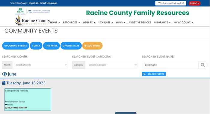 Racine Community Human Services Events
