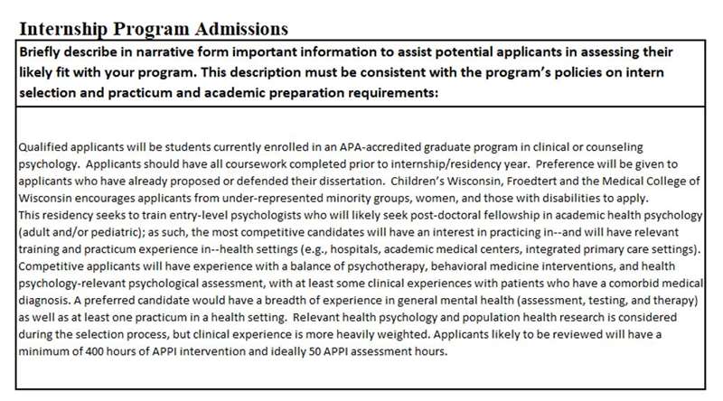 Internship Program Admissions.