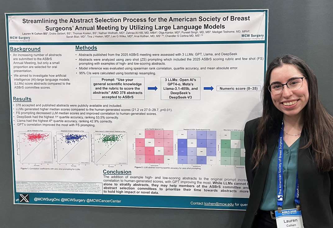 Lauren Cohen presenting a poster at the American Society of Breast Surgeons 2026 Annual Meeting in Seattle, WA