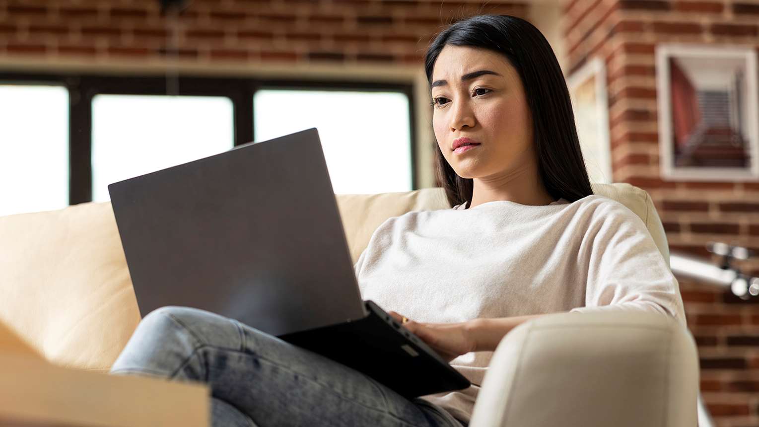 Woman working at her laptop