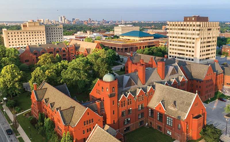 Aerial photo of the UW-Milwaukee campus.