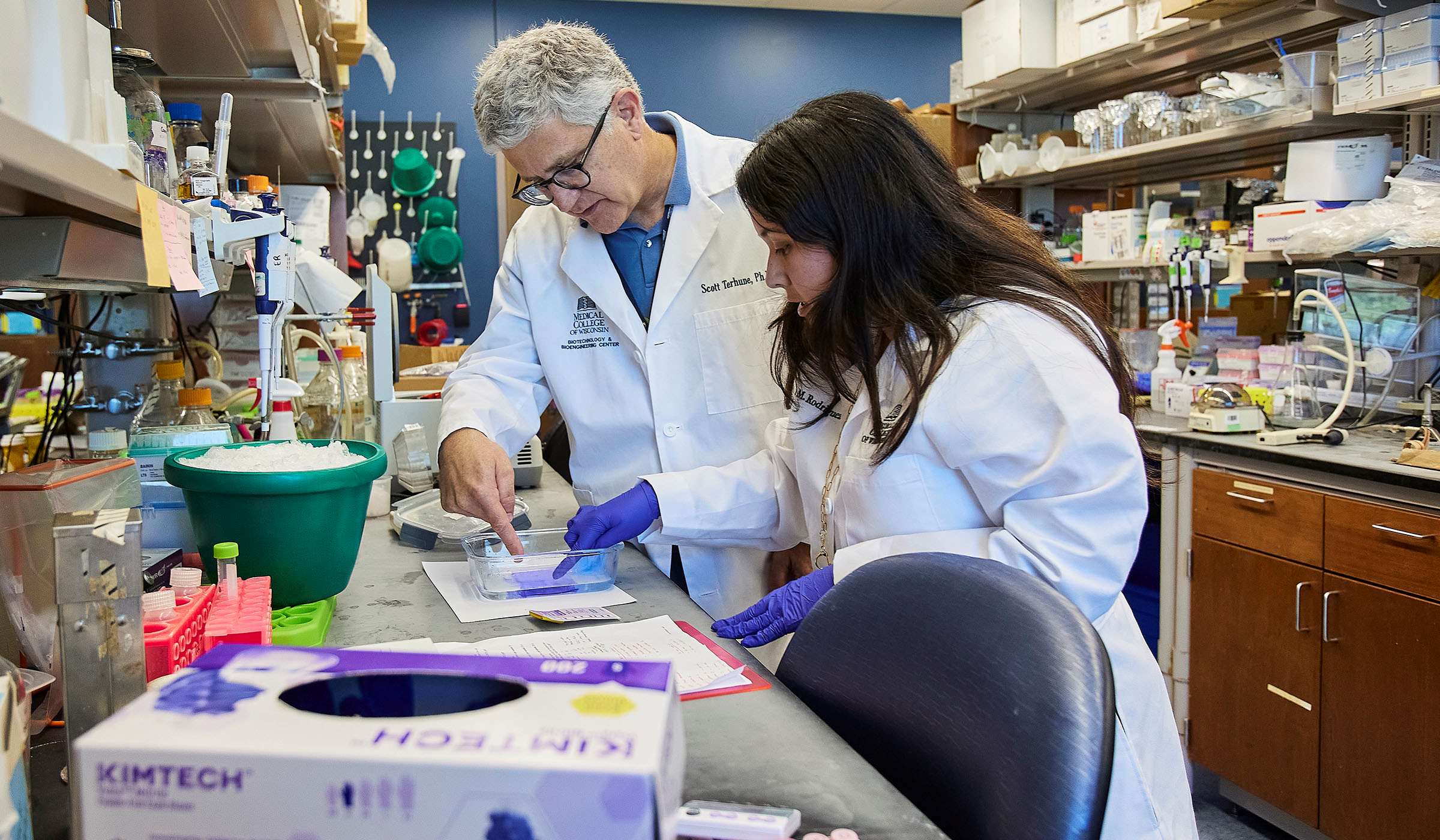 Scott Terhune, PhD and researcher in laboratory