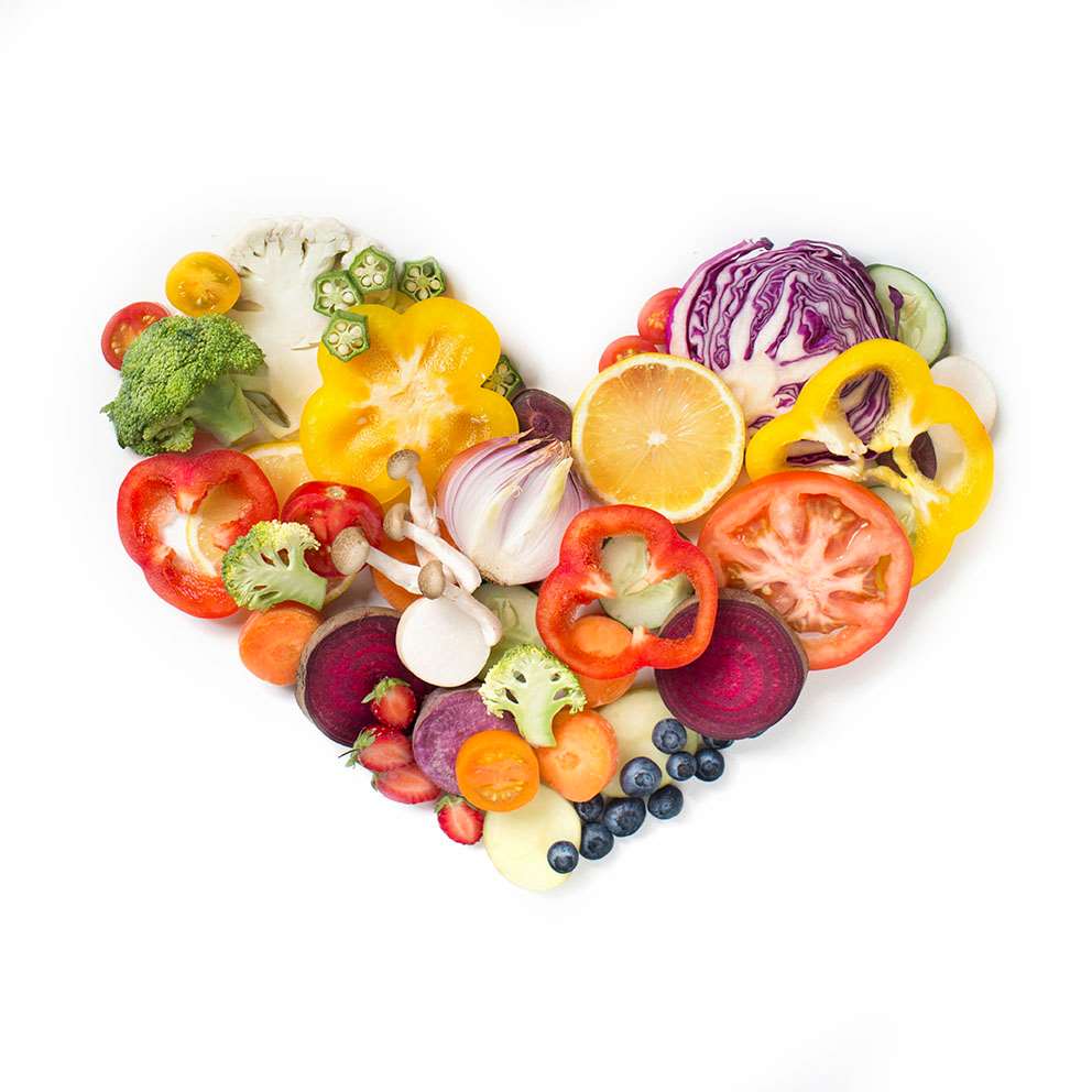 Fresh produce in heart shape