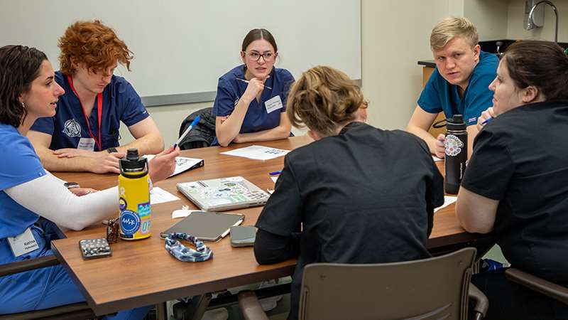 Medical students discussion in classroom